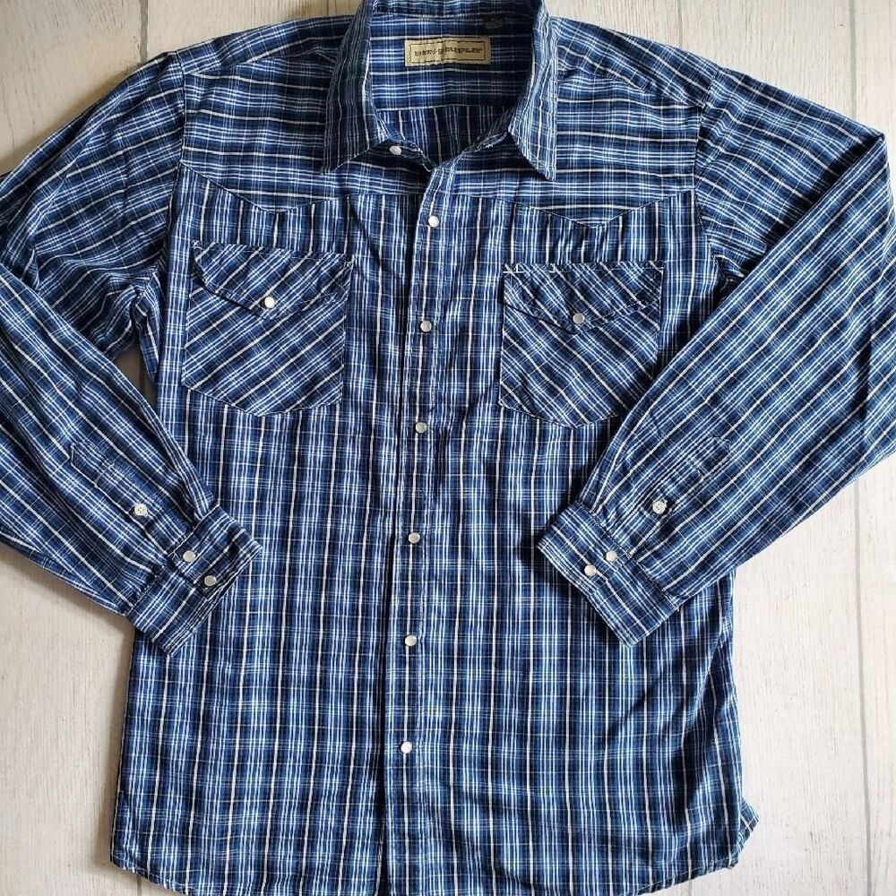 Vtg. Mens Bit and Bridle Western Shirt Plaid Pearl Snaps Sz X
